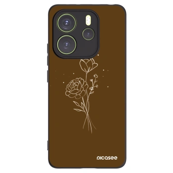 Picasee fekete szilikon tok az alábbi mobiltelefonokra Xiaomi Redmi Note 14 4G - Brown flowers