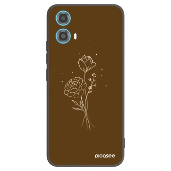 Picasee fekete szilikon tok az alábbi mobiltelefonokra Motorola Moto G34 5G - Brown flowers
