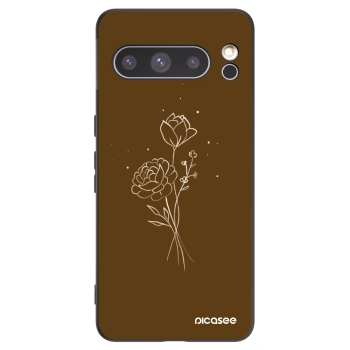Picasee fekete szilikon tok az alábbi mobiltelefonokra Google Pixel 8 Pro - Brown flowers
