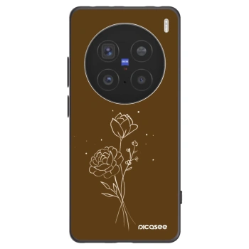 Picasee fekete szilikon tok az alábbi mobiltelefonokra Vivo X200 Pro - Brown flowers