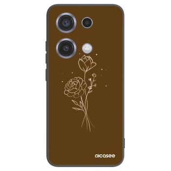 Picasee fekete szilikon tok az alábbi mobiltelefonokra Xiaomi Redmi Note 14S - Brown flowers