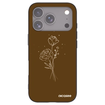Picasee fekete szilikon tok az alábbi mobiltelefonokra Apple iPhone 17 Pro - Brown flowers