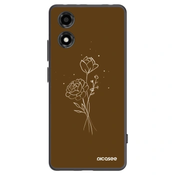 Picasee fekete szilikon tok az alábbi mobiltelefonokra Motorola Moto E14 - Brown flowers