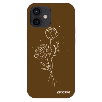 Szilikon tok erre a típusra Apple iPhone 12 mini - Brown flowers