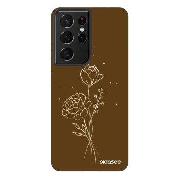 Picasee Fashion Case Samsung Galaxy S21 Ultra 5G G998B - Brown flowers