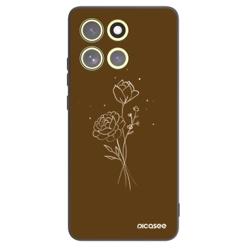 Picasee fekete szilikon tok az alábbi mobiltelefonokra Motorola Moto G86 5G - Brown flowers