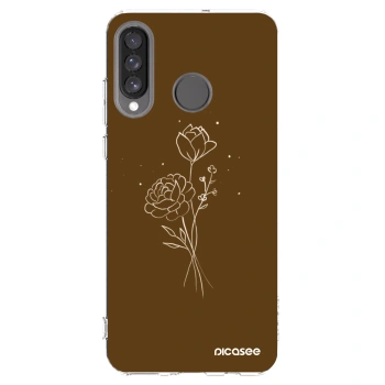 Picasee átlátszó szilikon tok az alábbi mobiltelefonokra Huawei P30 Lite - Brown flowers