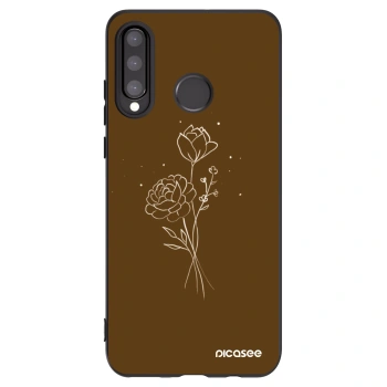 Picasee fekete szilikon tok az alábbi mobiltelefonokra Huawei P30 Lite - Brown flowers