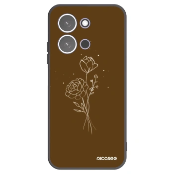 Picasee fekete szilikon tok az alábbi mobiltelefonokra Xiaomi Redmi 15C 5G - Brown flowers