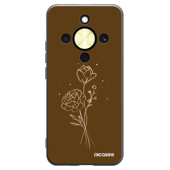 Picasee fekete szilikon tok az alábbi mobiltelefonokra Honor Magic8 Lite 5G - Brown flowers
