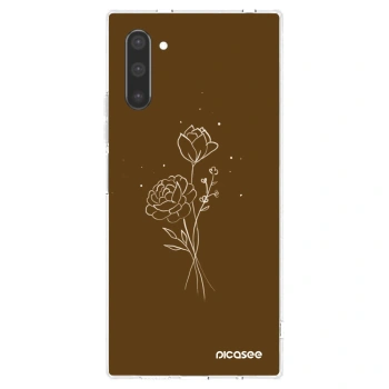 Picasee átlátszó szilikon tok az alábbi mobiltelefonokra Samsung Galaxy Note 10 N970F - Brown flowers