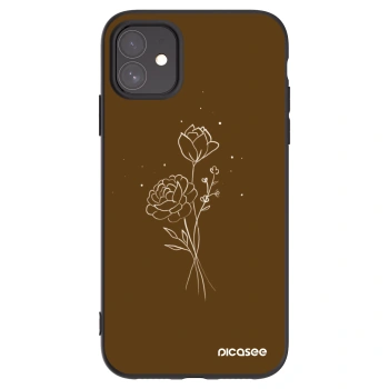 Picasee fekete szilikon tok az alábbi mobiltelefonokra Apple iPhone 11 - Brown flowers
