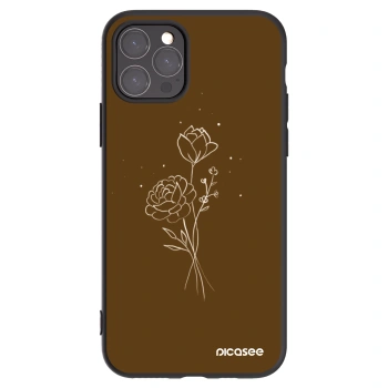 Picasee fekete szilikon tok az alábbi mobiltelefonokra Apple iPhone 11 Pro - Brown flowers