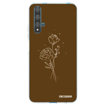 Picasee átlátszó szilikon tok az alábbi mobiltelefonokra Huawei Nova 5T - Brown flowers