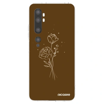 Picasee átlátszó szilikon tok az alábbi mobiltelefonokra Xiaomi Mi Note 10 (Pro) - Brown flowers