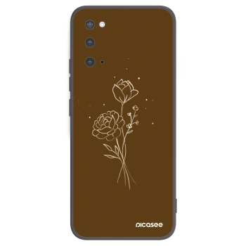 Picasee fekete szilikon tok az alábbi mobiltelefonokra Samsung Galaxy S20 G980F - Brown flowers