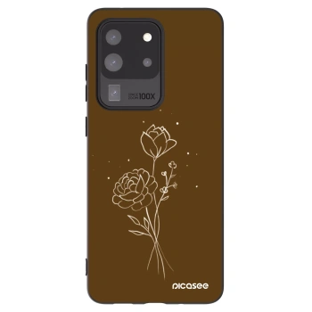Picasee fekete szilikon tok az alábbi mobiltelefonokra Samsung Galaxy S20 Ultra 5G G988F - Brown flowers