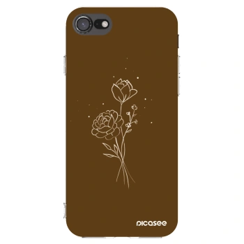 Picasee átlátszó szilikon tok az alábbi mobiltelefonokra Apple iPhone SE 2020 - Brown flowers