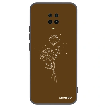 Picasee fekete szilikon tok az alábbi mobiltelefonokra Xiaomi Redmi Note 9 Pro - Brown flowers