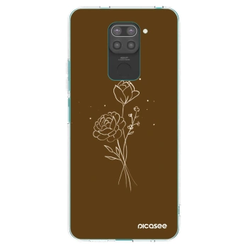 Picasee fekete szilikon tok az alábbi mobiltelefonokra Xiaomi Redmi Note 9 - Brown flowers