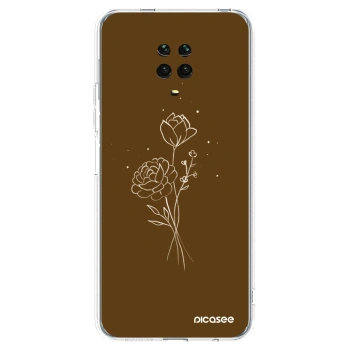 Picasee átlátszó szilikon tok az alábbi mobiltelefonokra Xiaomi Redmi Note 9S - Brown flowers