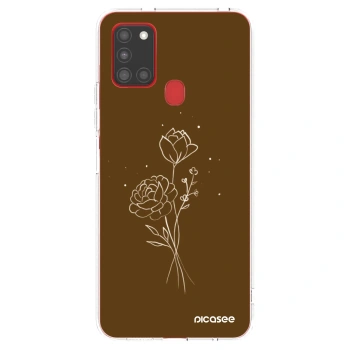 Picasee átlátszó szilikon tok az alábbi mobiltelefonokra Samsung Galaxy A21s - Brown flowers