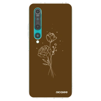 Picasee átlátszó szilikon tok az alábbi mobiltelefonokra Xiaomi Mi 10 - Brown flowers