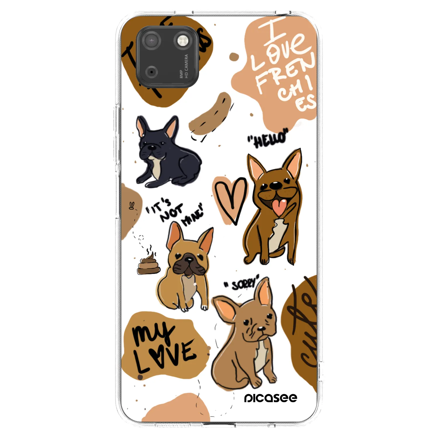 Picasee átlátszó szilikon tok az alábbi mobiltelefonokra Huawei Y5P - Frenchies