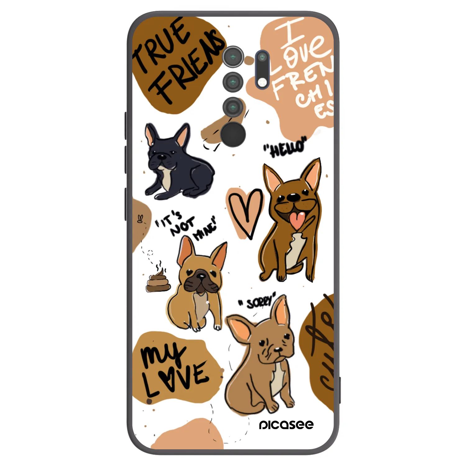 Picasee fekete szilikon tok az alábbi mobiltelefonokra Xiaomi Redmi 9 - Frenchies