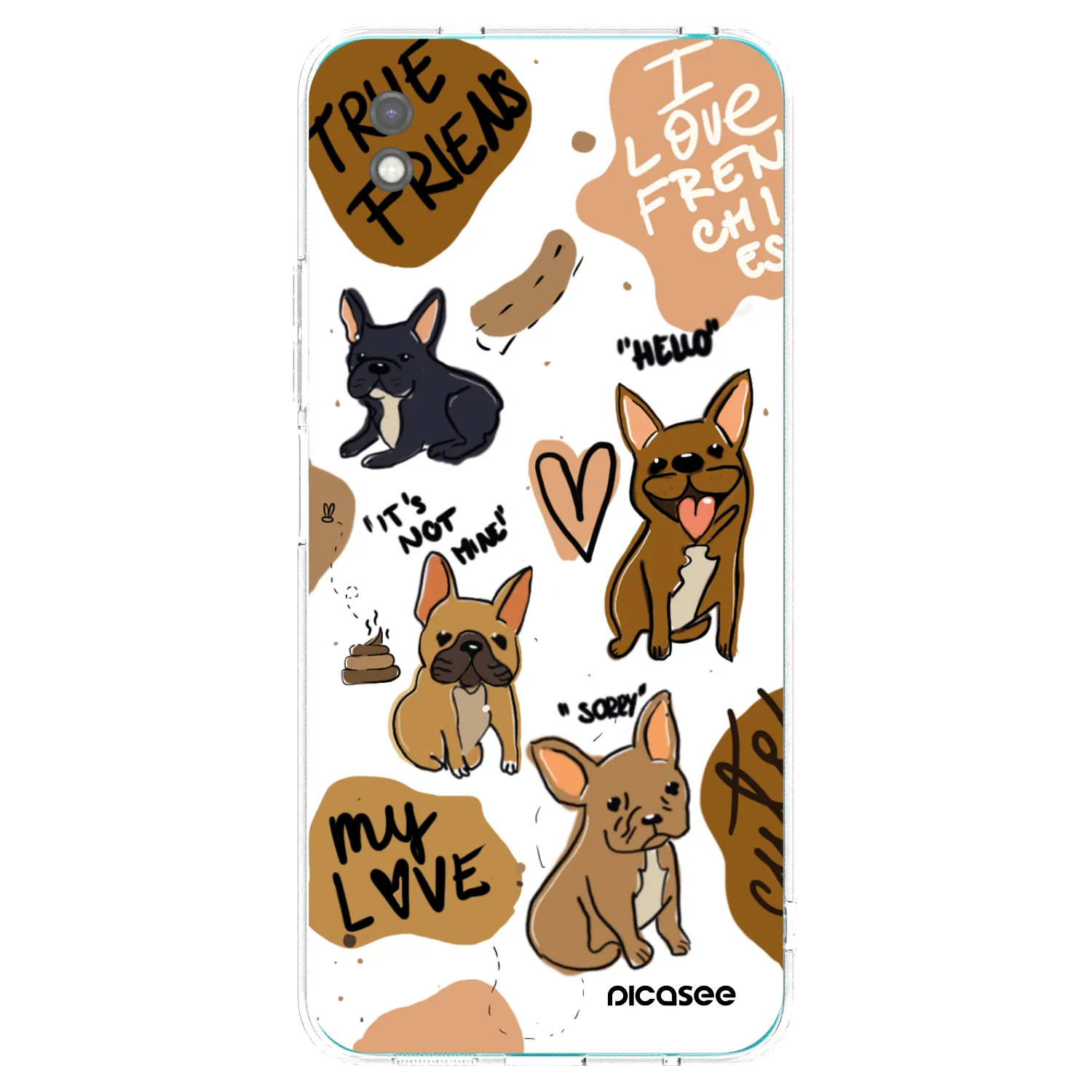 Picasee fekete szilikon tok az alábbi mobiltelefonokra Xiaomi Redmi 9A - Frenchies