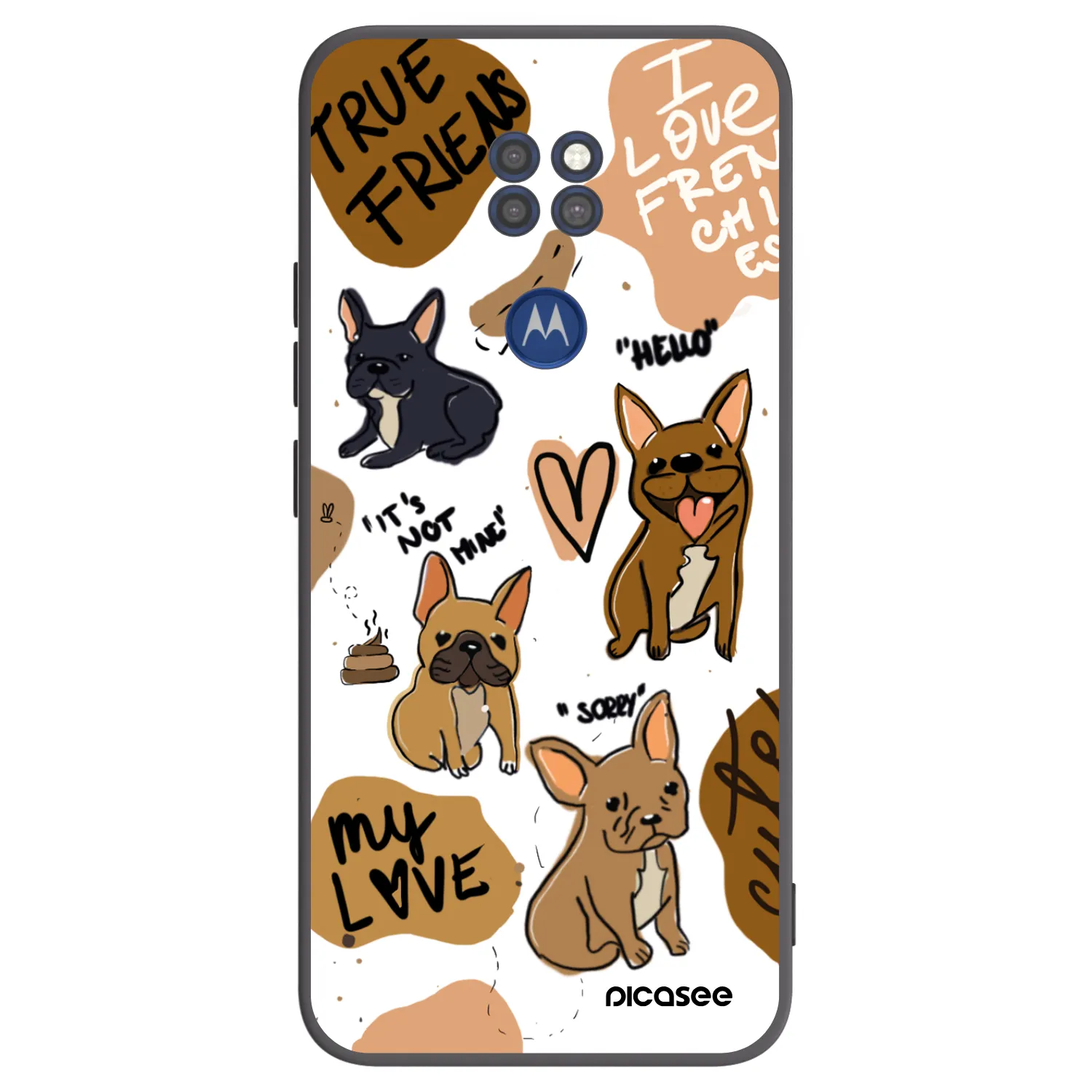 Picasee fekete szilikon tok az alábbi mobiltelefonokra Motorola Moto G9 Play - Frenchies