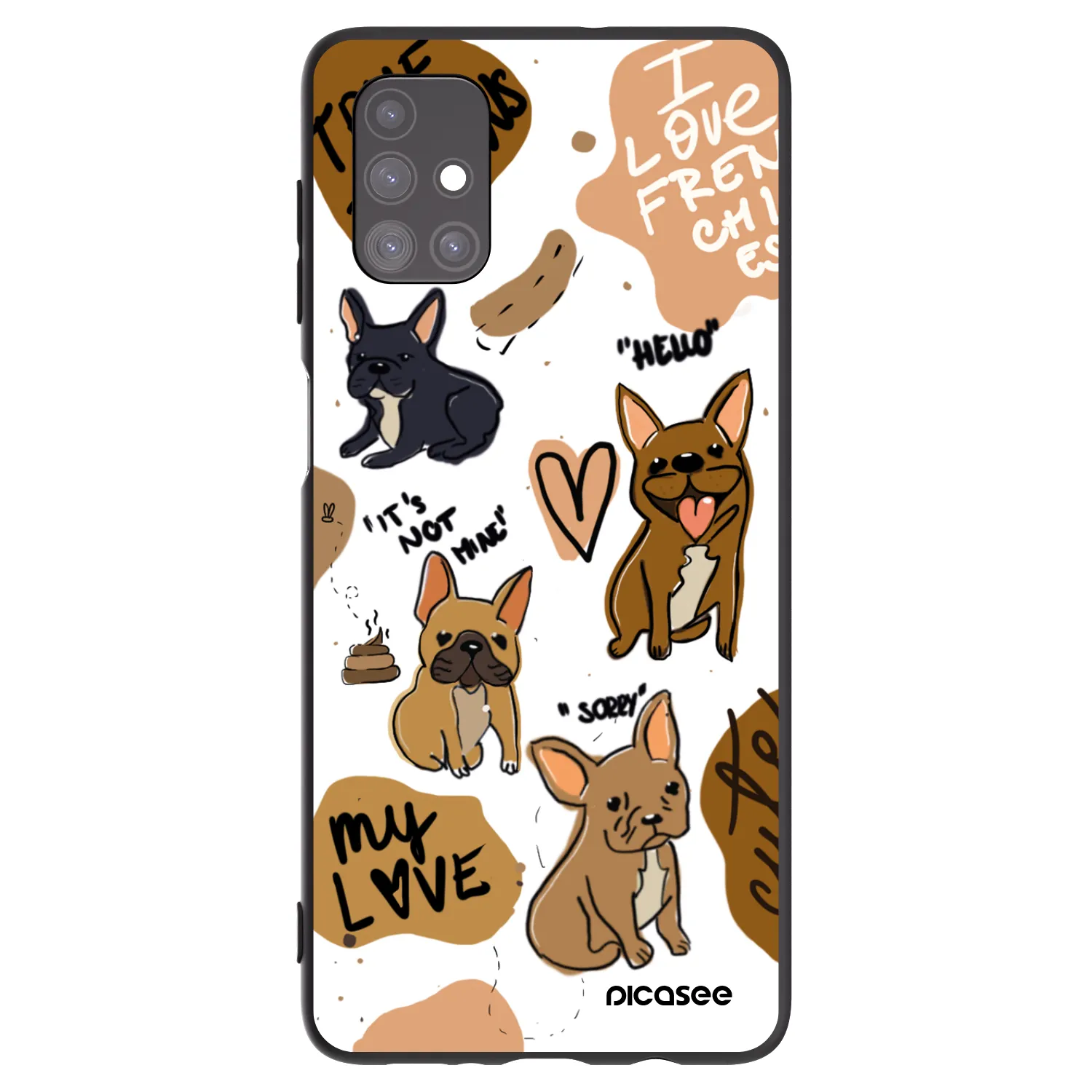 Picasee fekete szilikon tok az alábbi mobiltelefonokra Samsung Galaxy M51 M515F - Frenchies