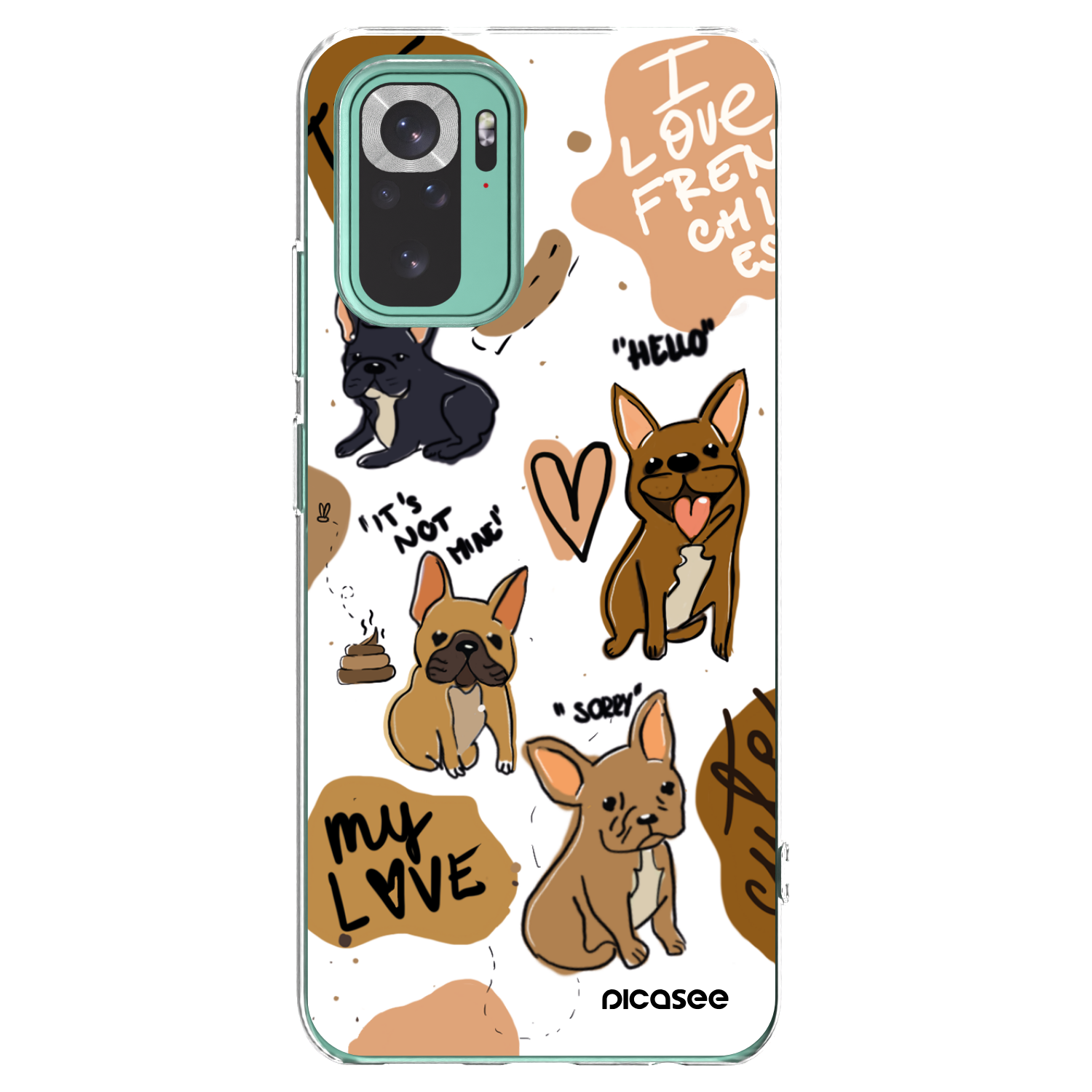 Picasee átlátszó szilikon tok az alábbi mobiltelefonokra Xiaomi Redmi Note 10 Pro - Frenchies