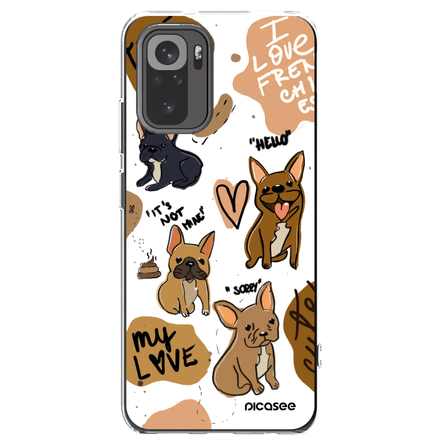 Picasee átlátszó szilikon tok az alábbi mobiltelefonokra Xiaomi Redmi Note 10S - Frenchies