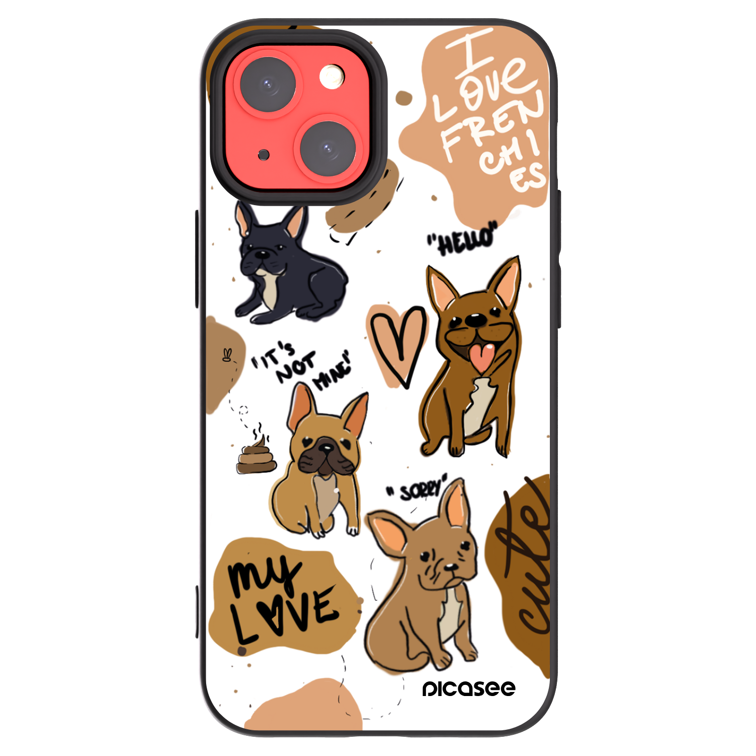 Picasee fekete szilikon tok az alábbi mobiltelefonokra Apple iPhone 13 mini - Frenchies