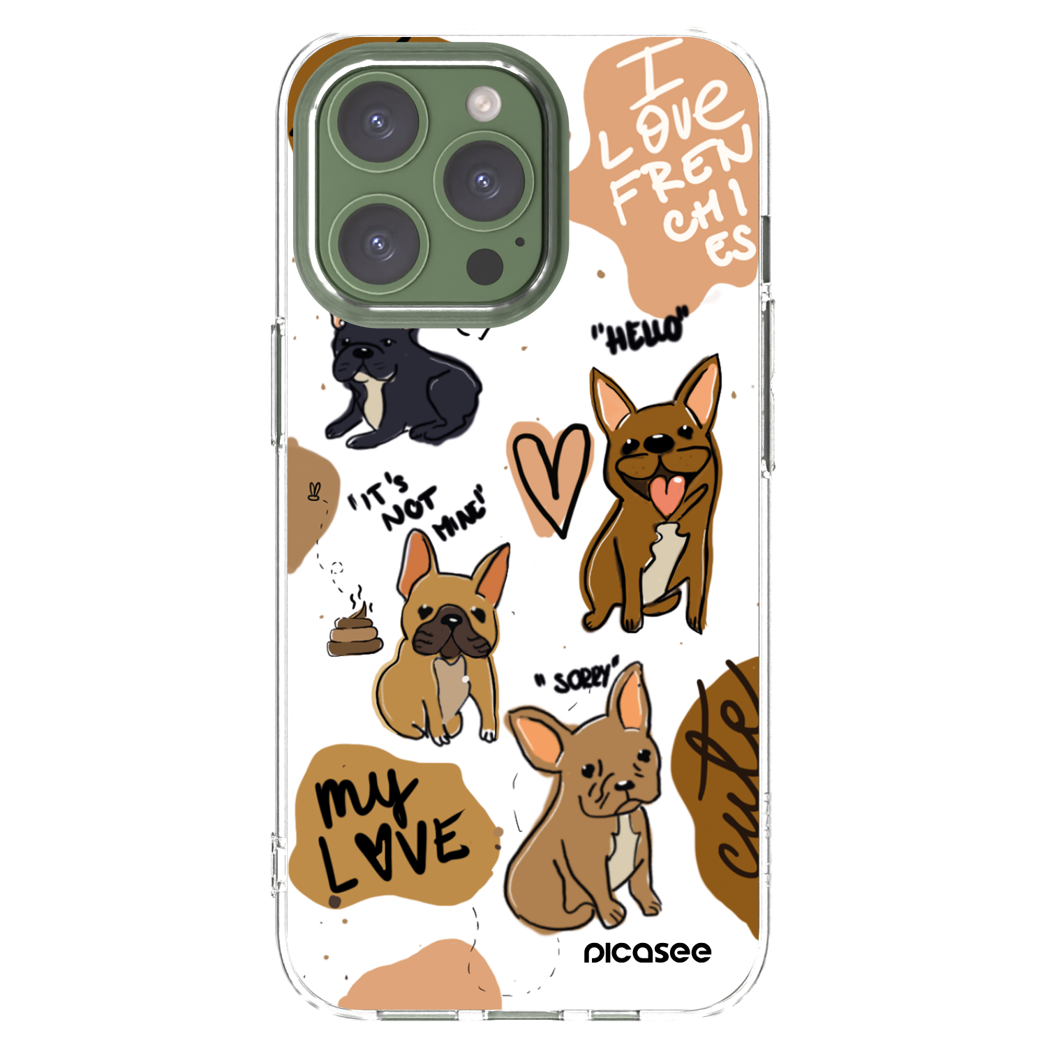 Picasee átlátszó szilikon tok az alábbi mobiltelefonokra Apple iPhone 13 Pro - Frenchies