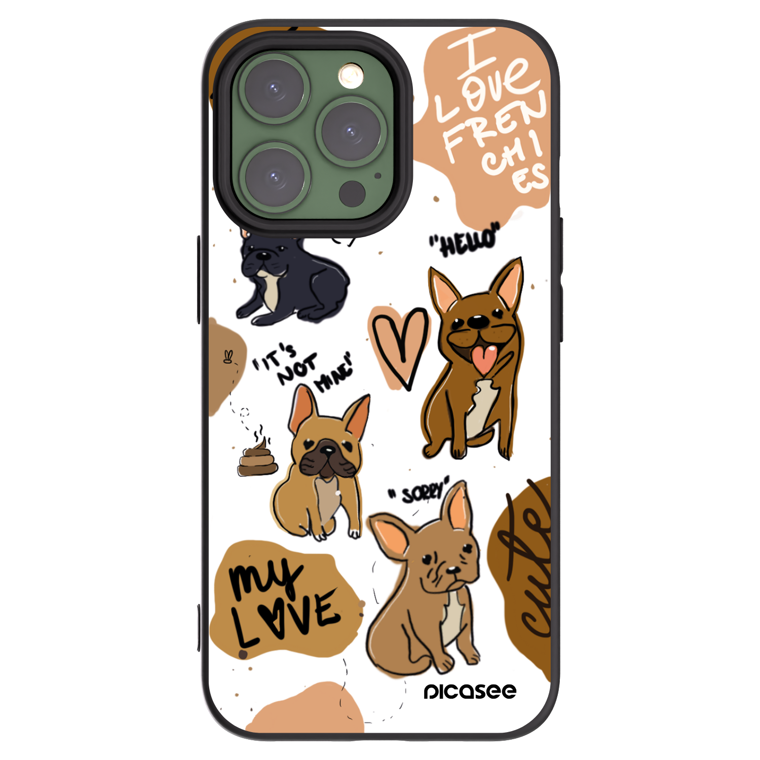 Picasee fekete szilikon tok az alábbi mobiltelefonokra Apple iPhone 13 Pro - Frenchies