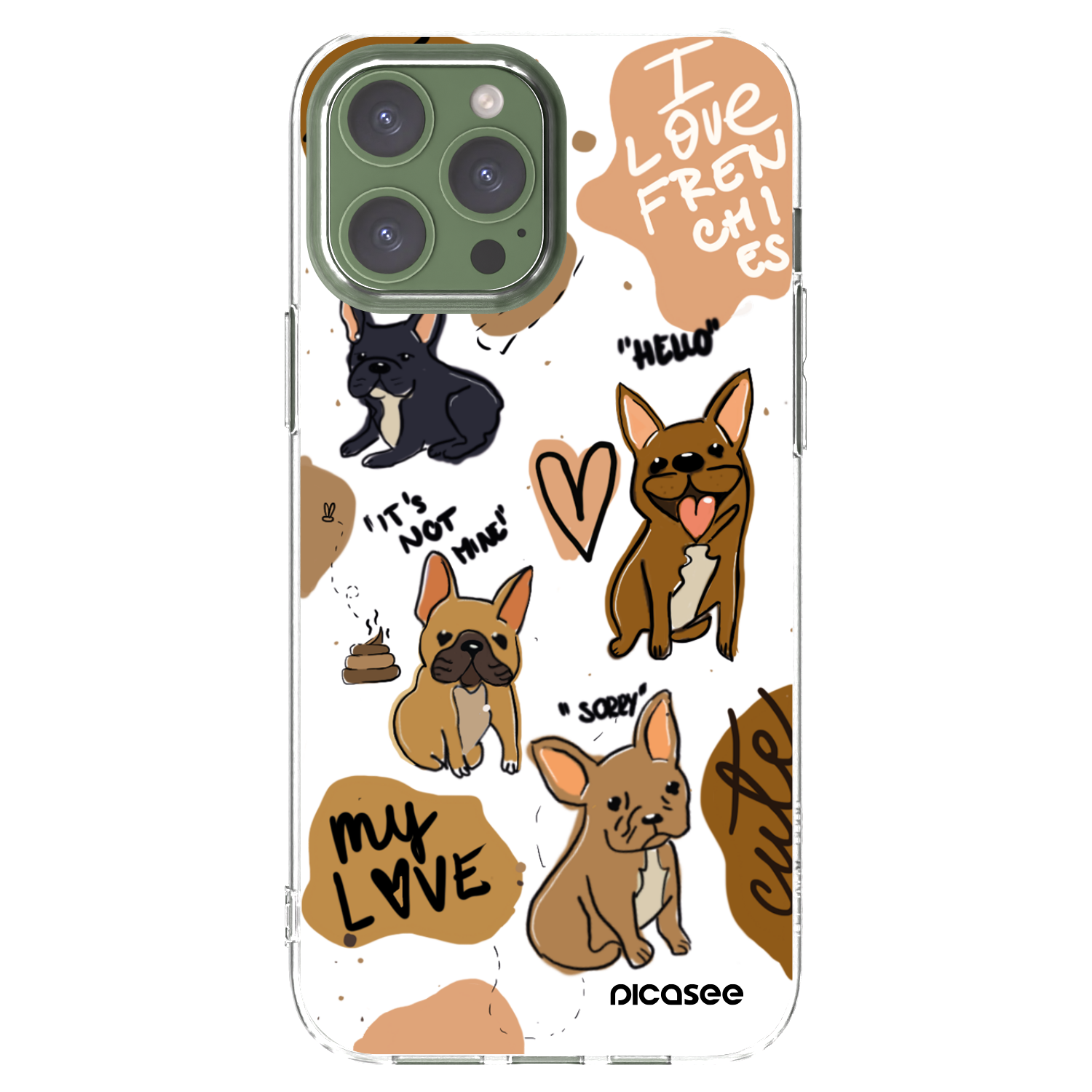 Picasee átlátszó szilikon tok az alábbi mobiltelefonokra Apple iPhone 13 Pro Max - Frenchies