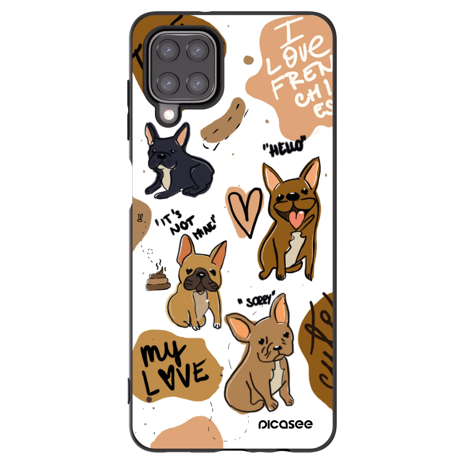 Picasee fekete szilikon tok az alábbi mobiltelefonokra Samsung Galaxy M12 M127F - Frenchies