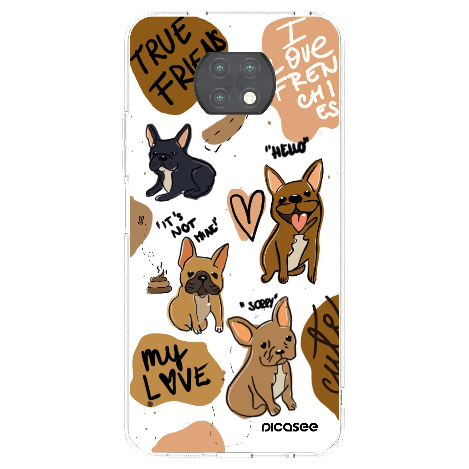 Picasee átlátszó szilikon tok az alábbi mobiltelefonokra Xiaomi Redmi Note 9T - Frenchies