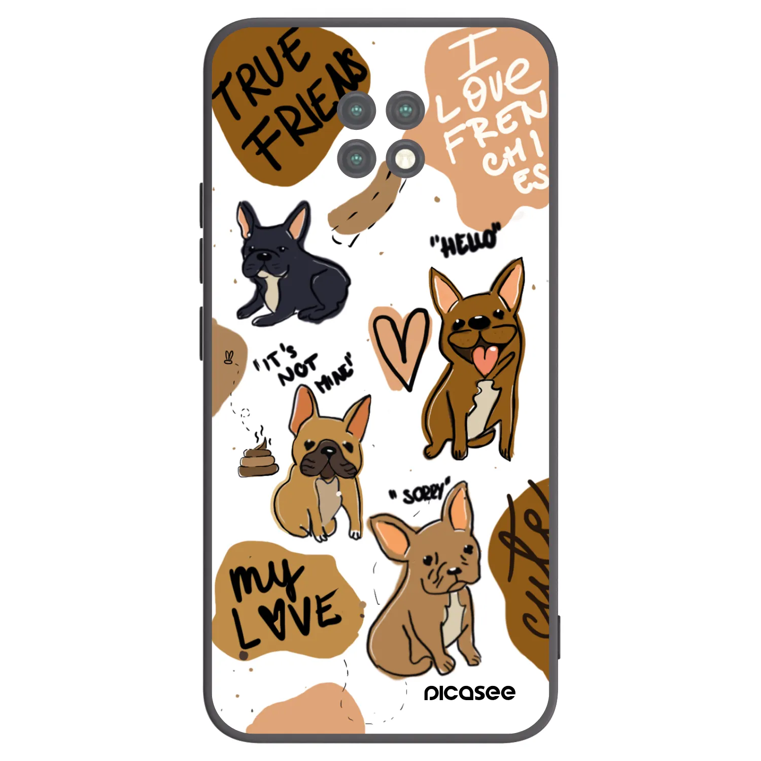 Picasee fekete szilikon tok az alábbi mobiltelefonokra Xiaomi Redmi Note 9T - Frenchies