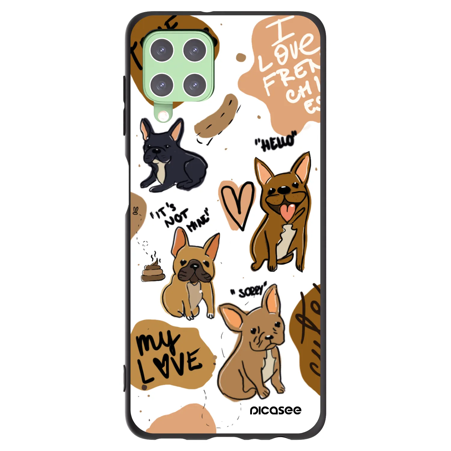 Picasee fekete szilikon tok az alábbi mobiltelefonokra Samsung Galaxy A22 A225F 4G - Frenchies