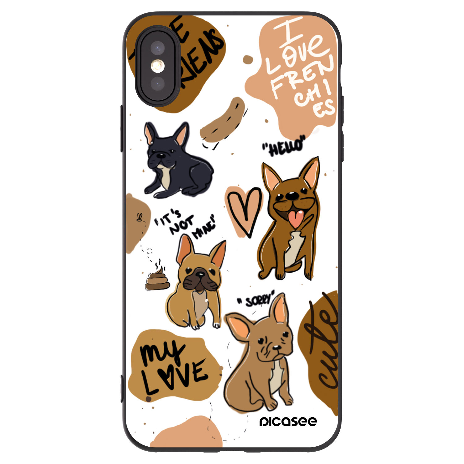 Picasee fekete szilikon tok az alábbi mobiltelefonokra Apple iPhone XS Max - Frenchies