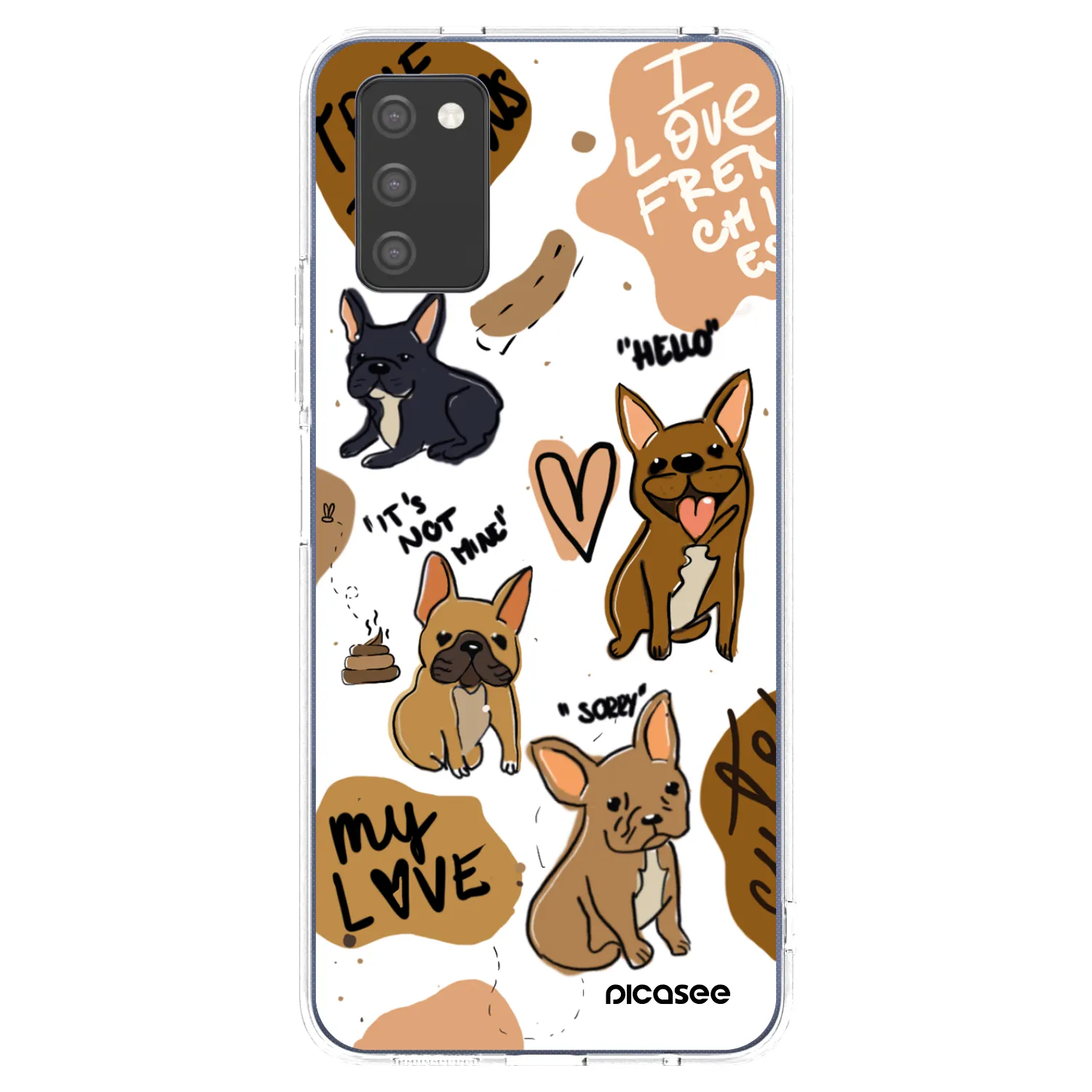 Picasee átlátszó szilikon tok az alábbi mobiltelefonokra Samsung Galaxy A03s A037G - Frenchies