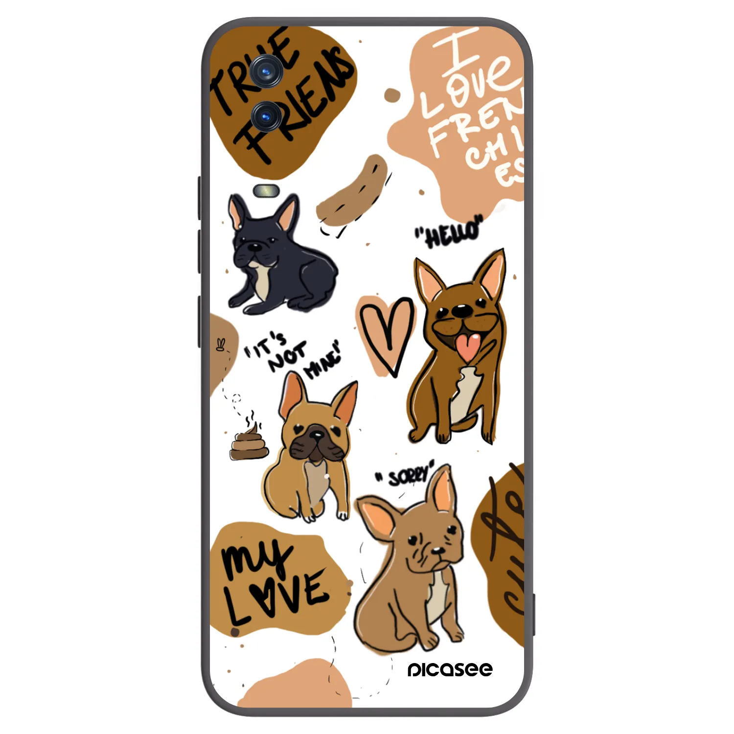 Picasee fekete szilikon tok az alábbi mobiltelefonokra Vivo Y11s - Frenchies