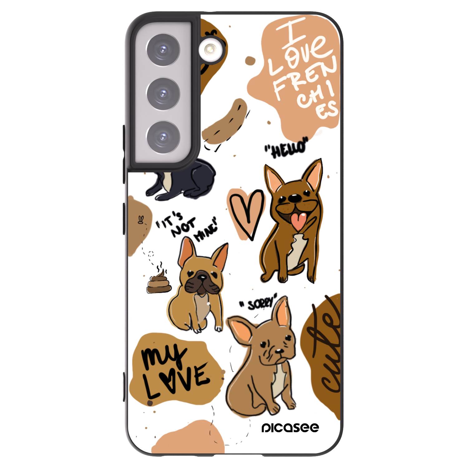 Picasee fekete szilikon tok az alábbi mobiltelefonokra Samsung Galaxy S22 5G - Frenchies