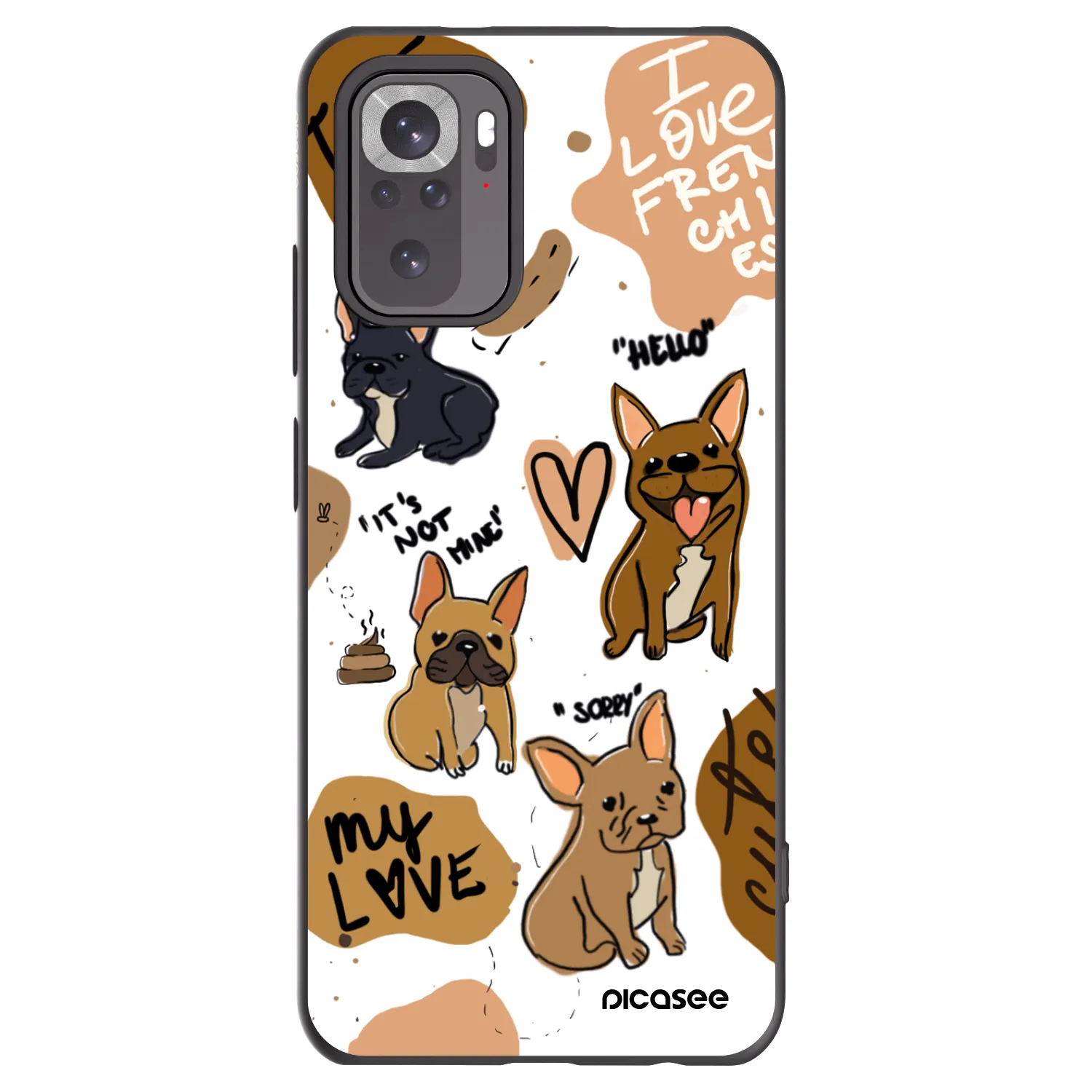 Picasee fekete szilikon tok az alábbi mobiltelefonokra Xiaomi Redmi Note 11S 4G - Frenchies