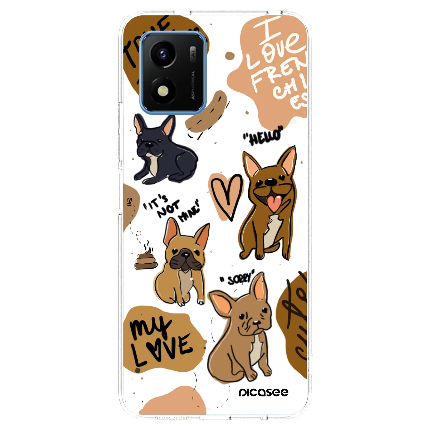 Picasee átlátszó szilikon tok az alábbi mobiltelefonokra Vivo Y01 - Frenchies