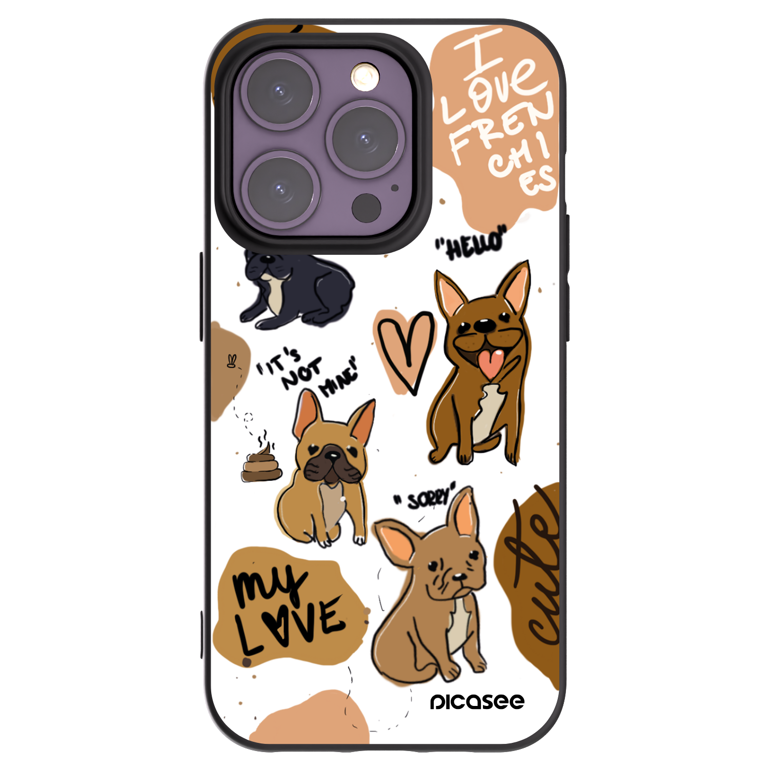 Picasee fekete szilikon tok az alábbi mobiltelefonokra Apple iPhone 14 Pro - Frenchies