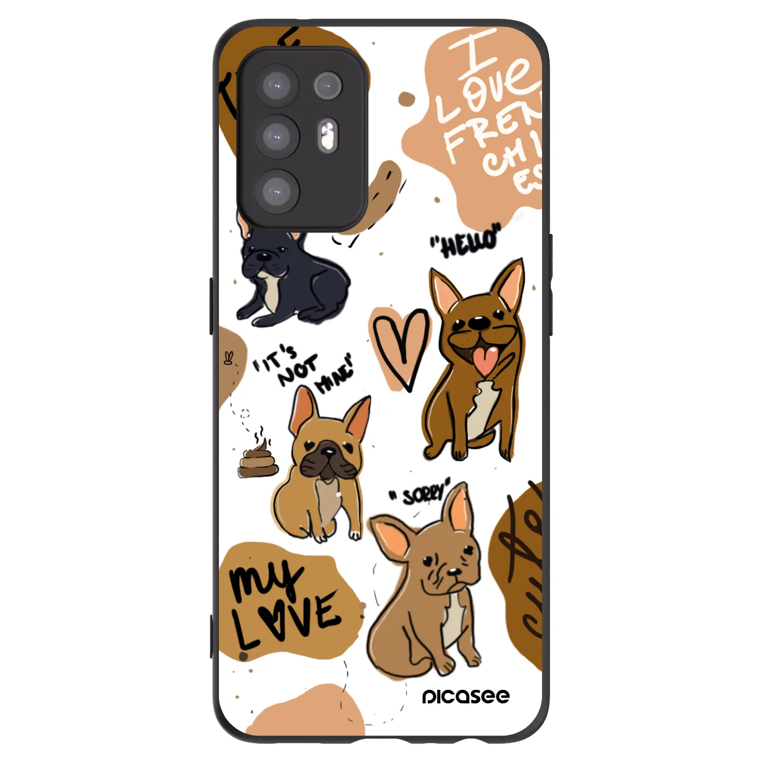 Picasee fekete szilikon tok az alábbi mobiltelefonokra OPPO A94 5G - Frenchies